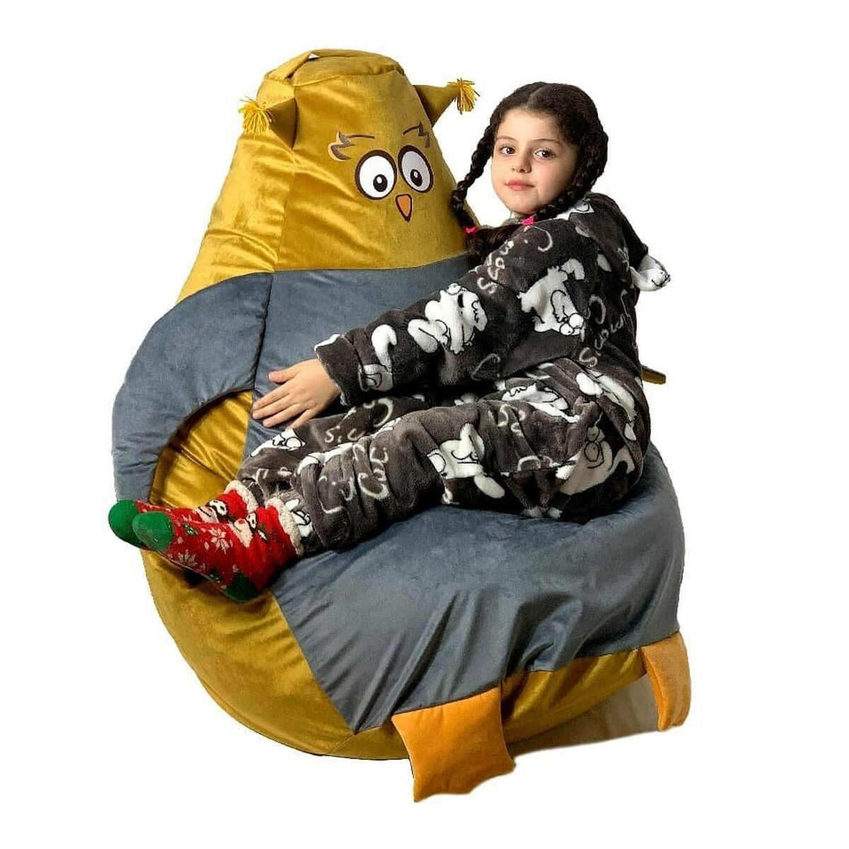 Puff GO GIFT Ouro Cinzento Oxford 105 x 80 cm